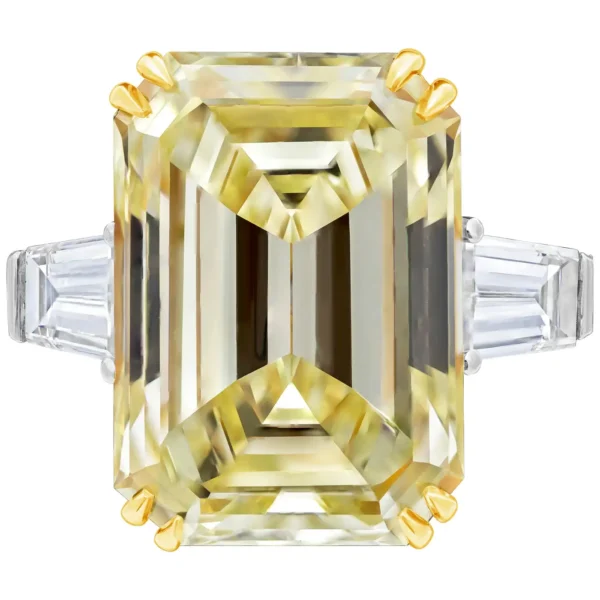 Yellow Emerald Cut Diamond Three-Stone