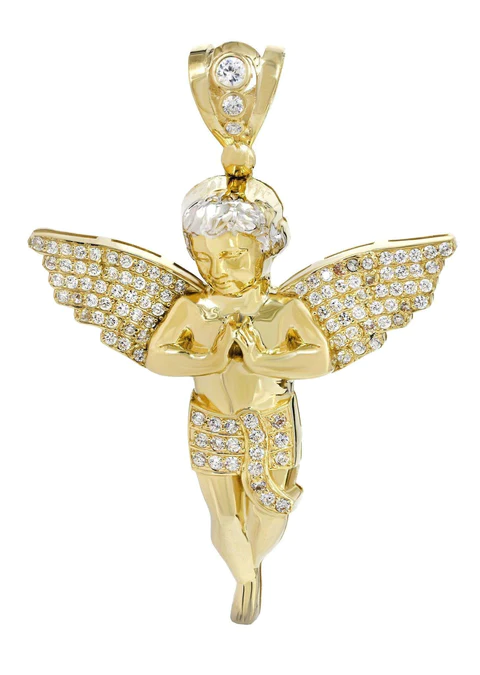 10K Gold Angel Pendant For Sale