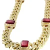 Solid Mens Ruby & Cz Miami Cuban Link