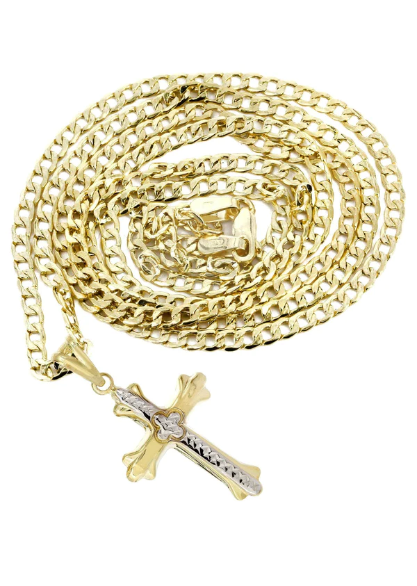 10K Gold Cross Necklace For Men 2