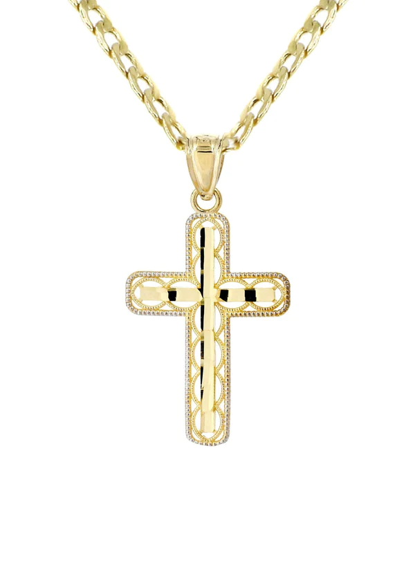 10K Gold Cross Necklace For Men