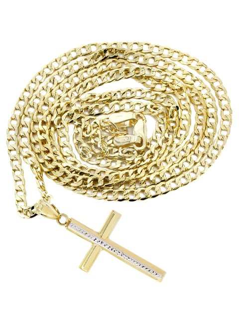 10K Gold Cross Necklace For Men_2