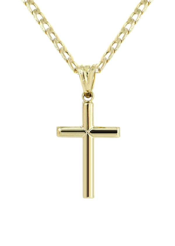 10K Gold Crucifix Cross Necklace For Men 2