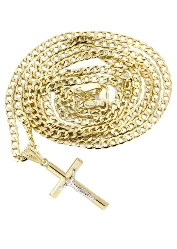 10K Gold Crucifix Cross Necklace For Men 5
