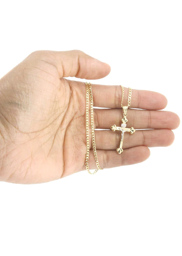 10K Gold Crucifix Cross Necklace For Men 6