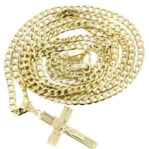 Mens 10K Gold Crucifix Cross Necklace | 3.67 Grams