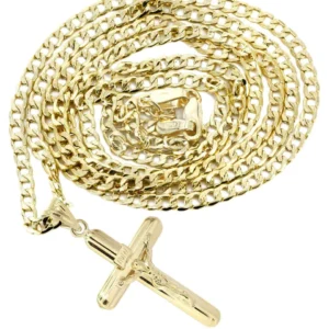 10K Gold Mens Crucifix Cross Necklace | 4.11 Grams