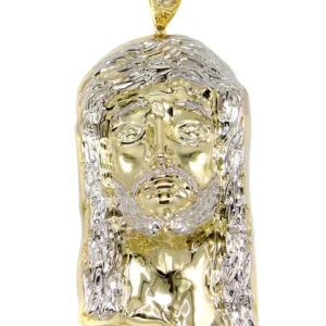 10K Gold Jesus Head Pendant | Customizable Size