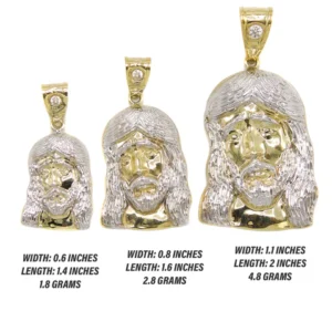 10K Gold Jesus Head Pendant | Customizable Size