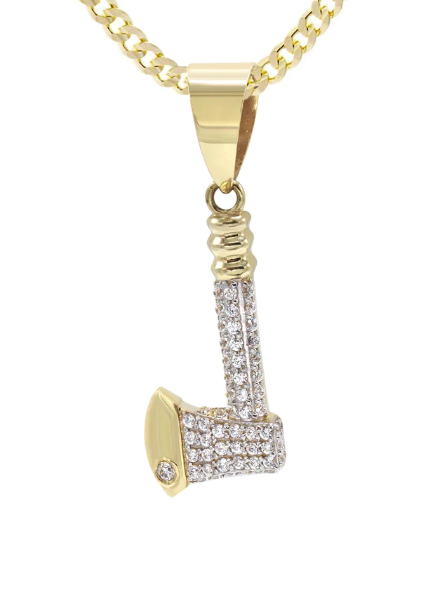 10K Yellow Gold Axe Necklace 2