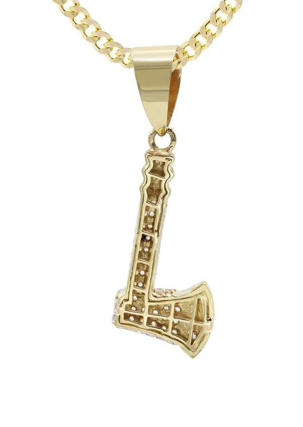 10K Yellow Gold Axe Necklace 3