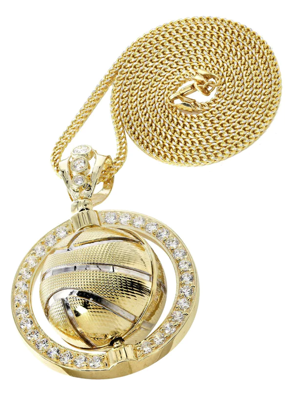 10K Yellow Gold Basketball Necklace 1