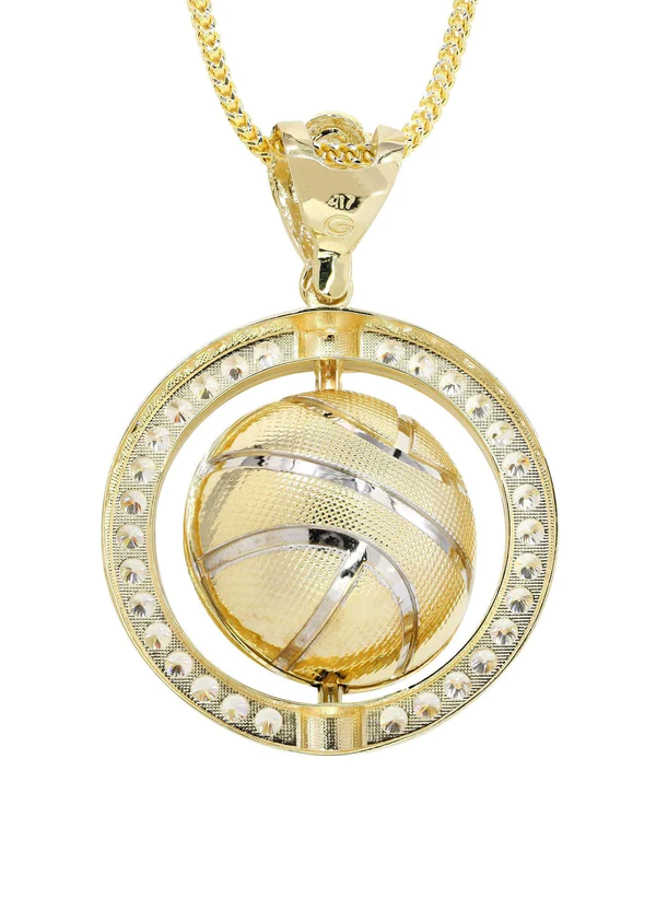 10K Yellow Gold Basketball Necklace 3