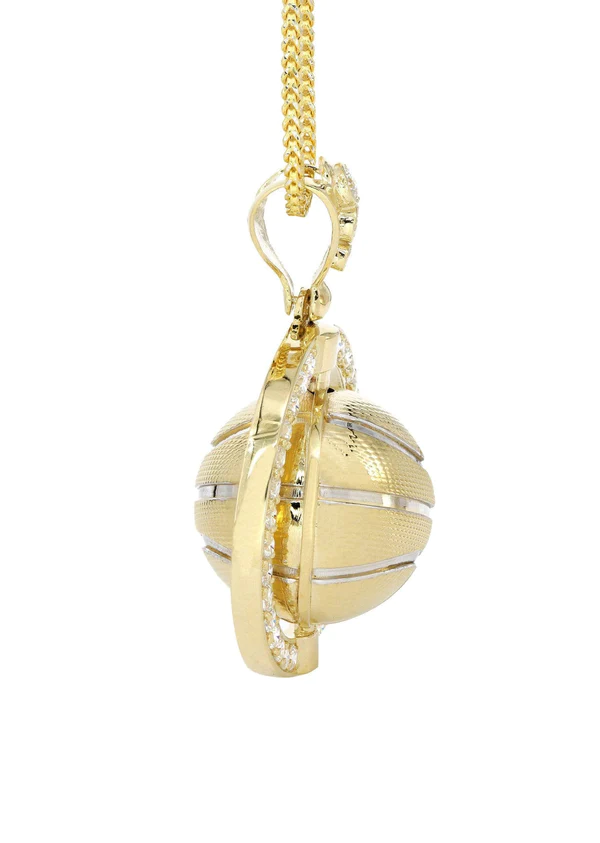 10K Yellow Gold Basketball Necklace 4