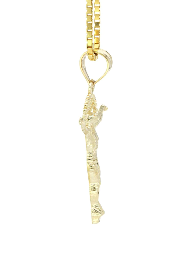 10K Yellow Gold Box Gold Crusifix Necklace 4