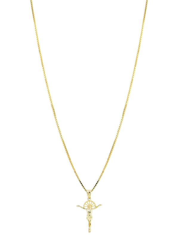 10K Yellow Gold Box Gold Crusifix Necklace 5