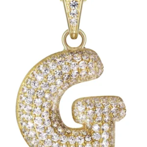 10K Yellow Gold Bubble Letter “G” CZ Necklace | Appx. 13.8 Grams