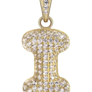 10K Yellow Gold Bubble Letter “I” CZ Necklace | Appx. 12.6 Grams