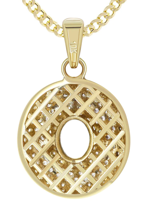 10K Yellow Gold Bubble Letter O CZ Necklace 3