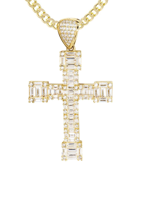 10K Yellow Gold Cross 2 Necklace 2