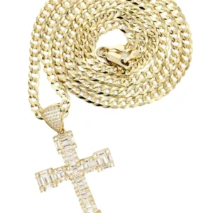 10K Yellow Gold Cross 2 Necklace | Appx. 14.7 Grams