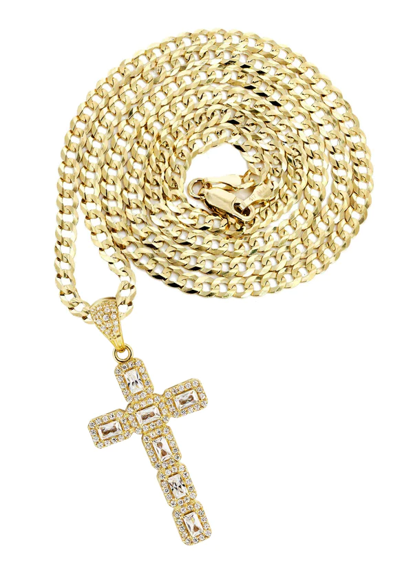 10K Yellow Gold Cross 3 Necklace 1