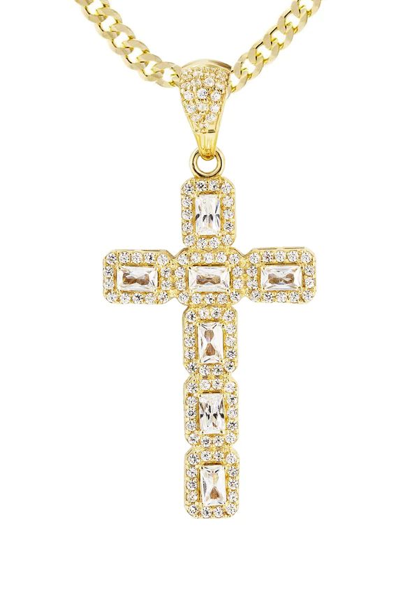 10K Yellow Gold Cross 3 Necklace 2