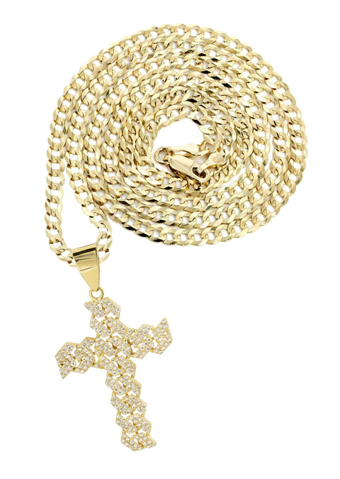 10K Yellow Gold Cross 4 Necklace_1