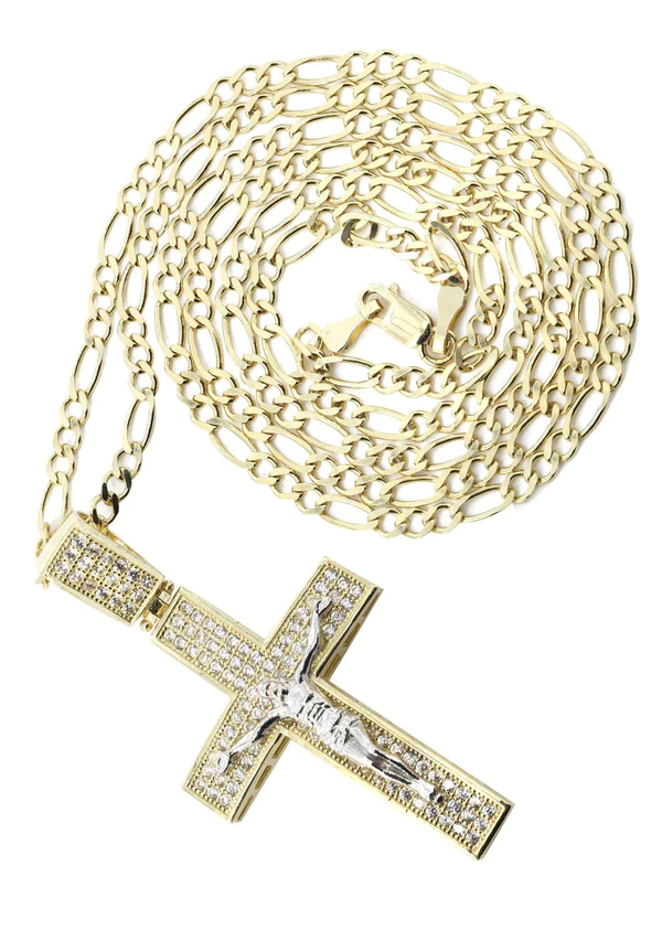 10K Yellow Gold Cross Crucifix Necklace 1