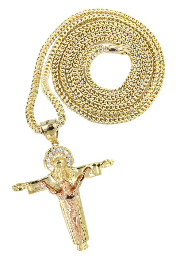 10K Yellow Gold Cross Crucifix Necklace 1