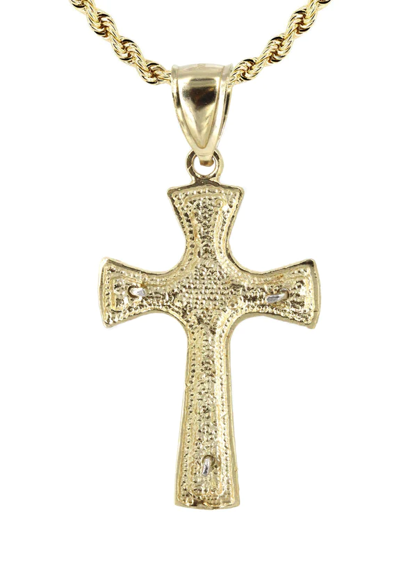 10K Yellow Gold Cross Crucifix Necklace 3