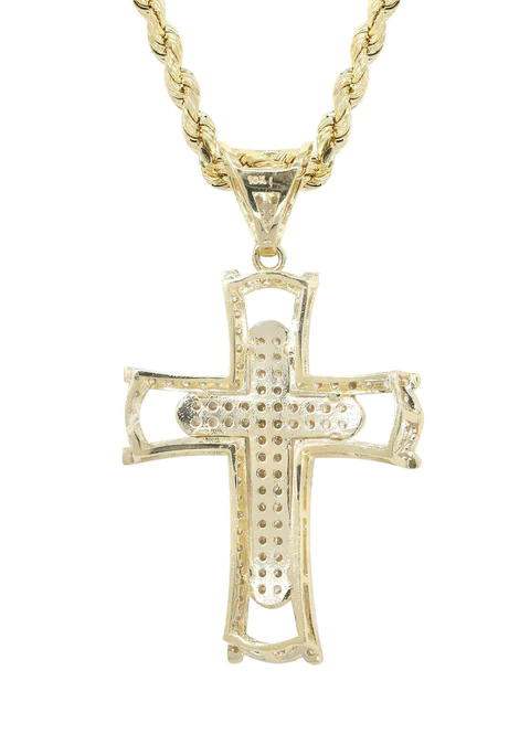 10K Yellow Gold Cross Crucifix Necklace 3