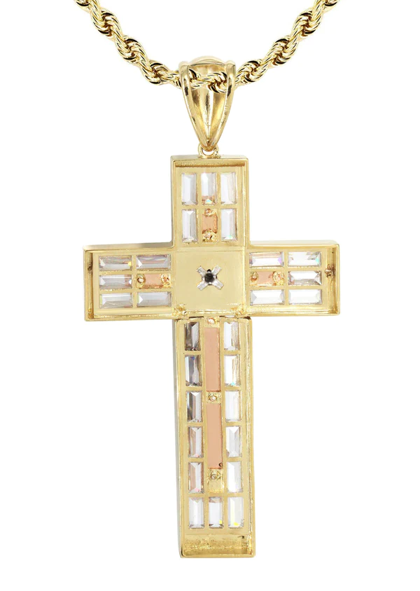 10K Yellow Gold Cross Crucifix Necklace 3