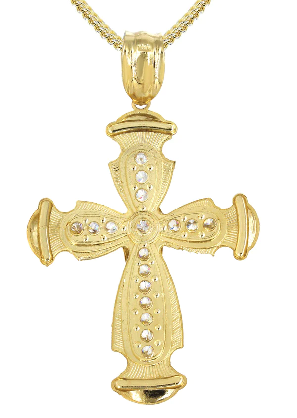 10K Yellow Gold Cross Crucifix Necklace 3