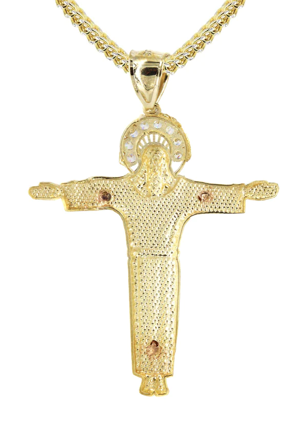 10K Yellow Gold Cross Crucifix Necklace 3