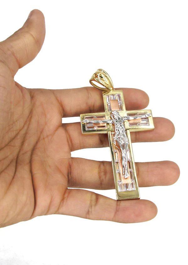 10K Yellow Gold Cross Crucifix Necklace 5