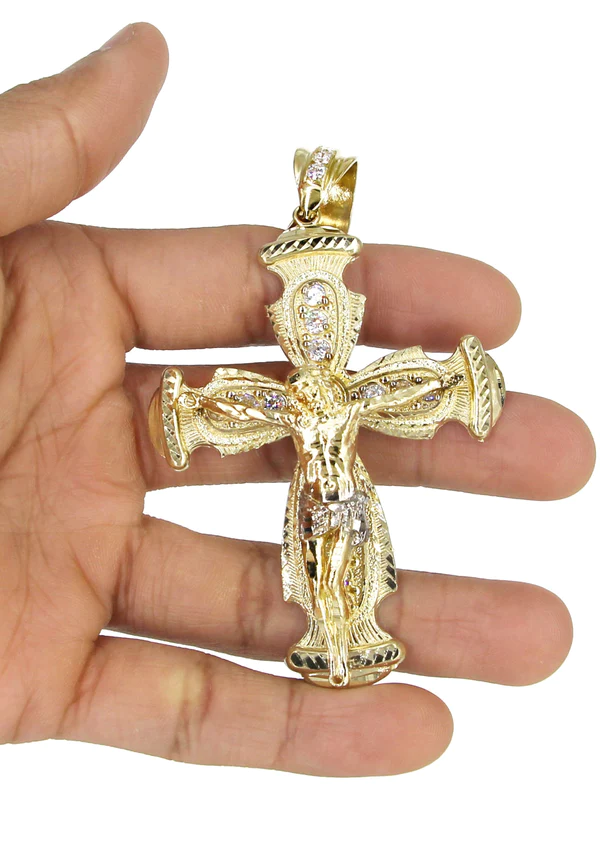 10K Yellow Gold Cross Crucifix Necklace 5