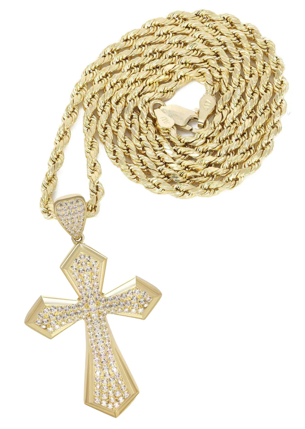 10K Yellow Gold Cross Necklace 1