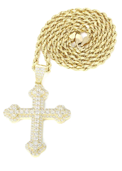 10K Yellow Gold Cross Necklace 1