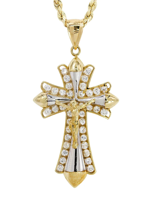 10K Yellow Gold Cross Necklace 2