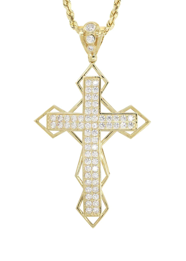 10K Yellow Gold Cross Necklace 2