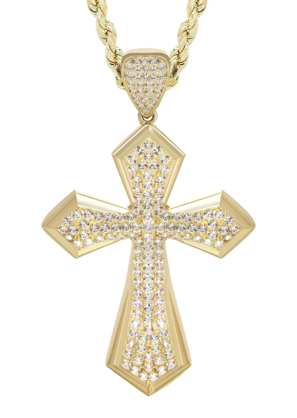 10K Yellow Gold Cross Necklace 2