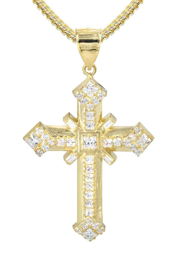 10K Yellow Gold Cross Necklace 2