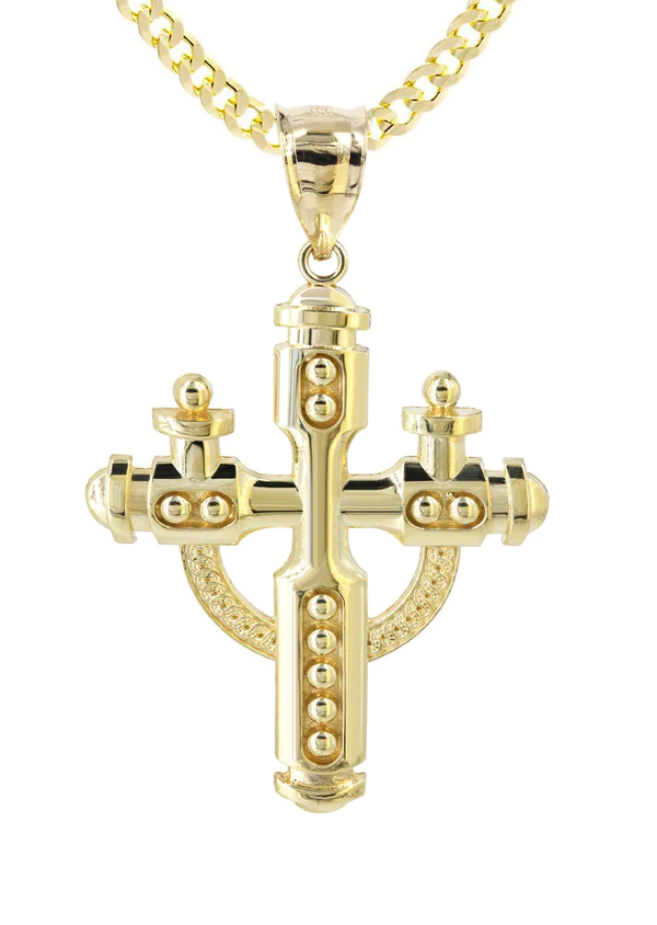 10K Yellow Gold Cross Necklace 2