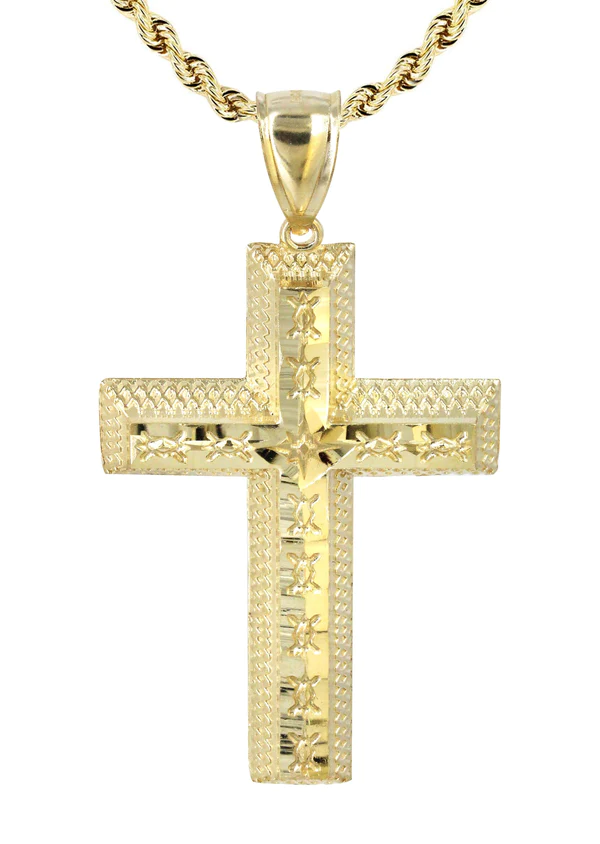 10K Yellow Gold Cross Necklace 2