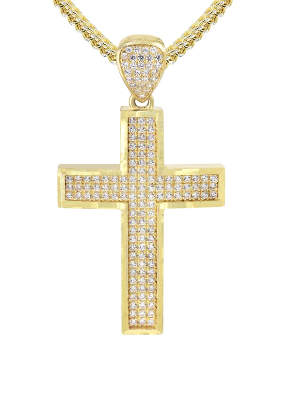 10K Yellow Gold Cross Necklace 2