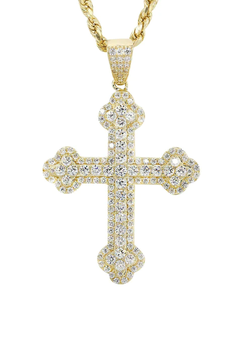 10K Yellow Gold Cross Necklace 2