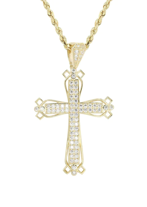 10K Yellow Gold Cross Necklace 2