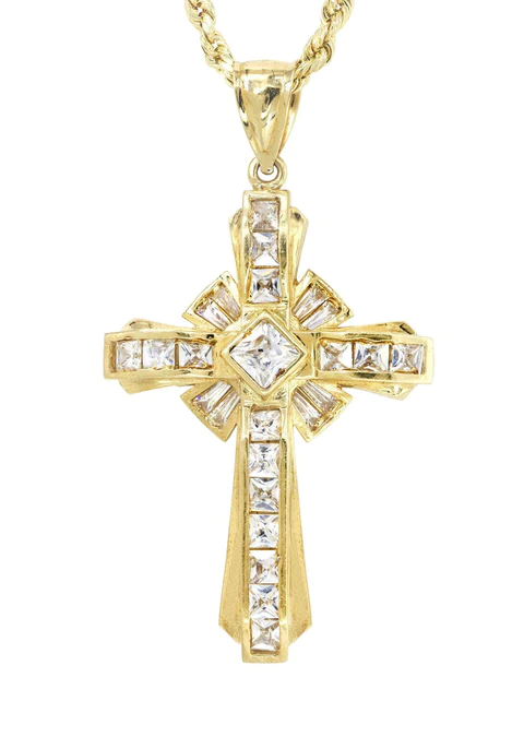 10K Yellow Gold Cross Necklace 2