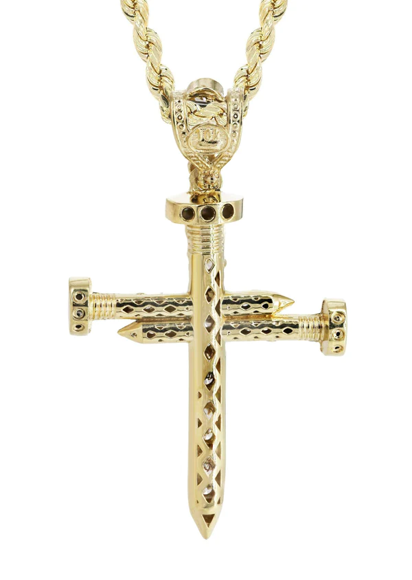 10K Yellow Gold Cross Necklace 3